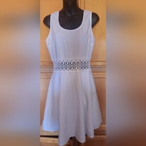White Mini Dress w Woven Mid